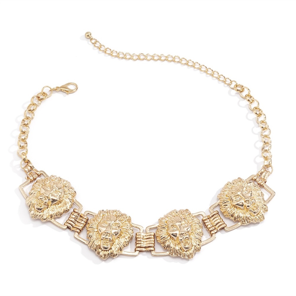 Lion Choker Necklace Gold Plated - Picture 3 of 3